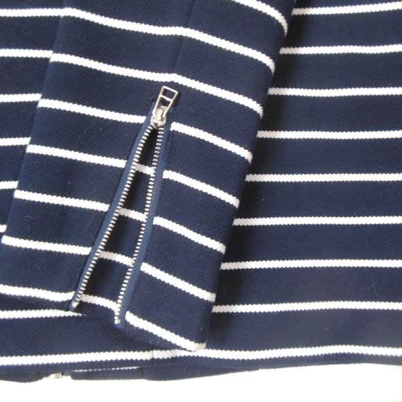 BAGATELLE Navy Blue & White Stripe Moto Jacket - Picture 6 of 8
